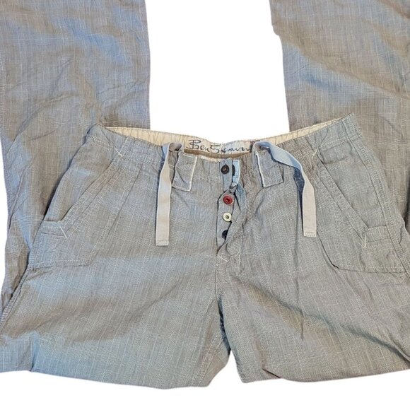 Ben Sherman Casual Pants Button Fly Cotton Tie String Windowpane Plaid - Picture 11 of 11